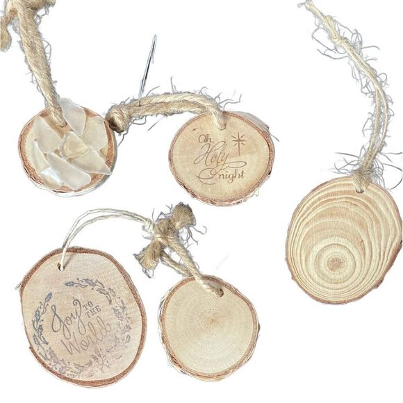 Handmade Wooden Ornaments Made of Small Circular Birch Wood - Picture 2 of 15